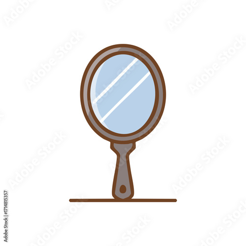 A hand mirror, a classic tool for personal grooming and reflection
