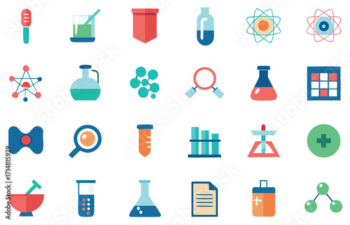 Collection of flat science and laboratory icons