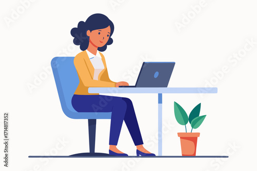business woman working on laptop