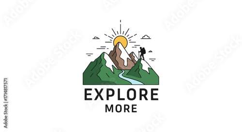 Explore more, a hiker ascends a mountain under the sun, symbolizing adventure, challenge, and the spirit of exploration