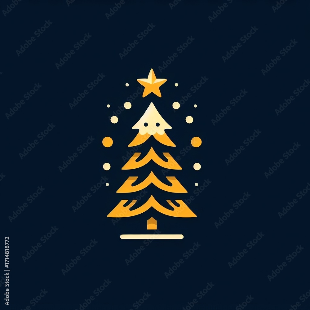 Obraz premium Abstract holiday Christmas tree vector illustration with a star ornament decoration for a new year greeting card design