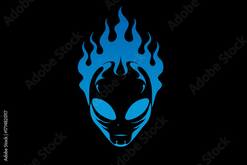 vector, skull, tattoo, illustration, face, fire, head, 