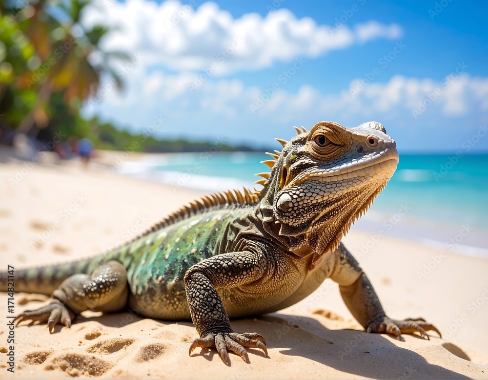 Fototapeta premium Lizard on tropical beach