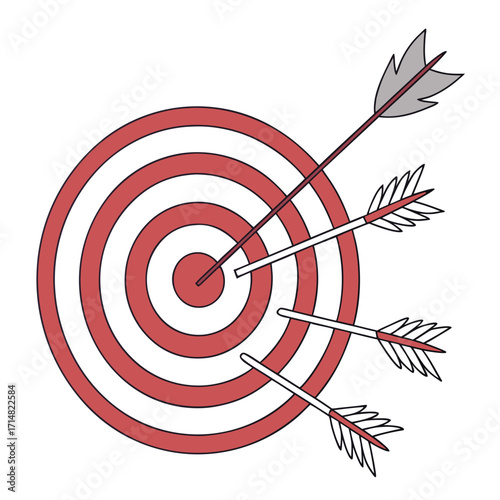 Multiple arrows hitting a target board symbolizing success accuracy and achieving goals