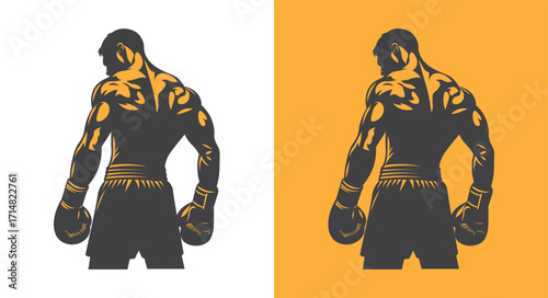 Dynamic boxer silhouette artwork perfect for sports graphics. Boxing athlete punching pose silhouette for creative projects.
