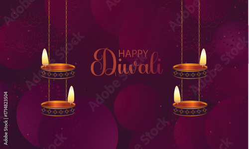 Happy Diwali Glowing Diyas Ornamenting a Festive Celebration