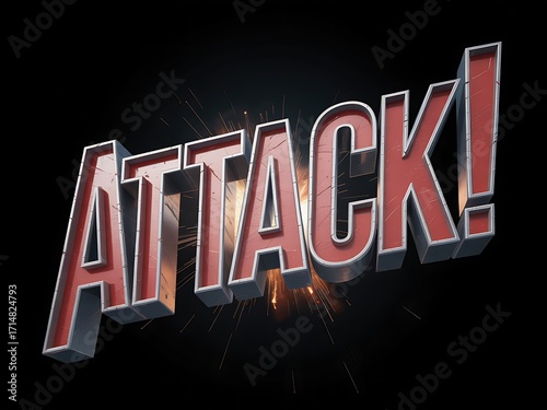 Retro style attack sign with dramatic lighting