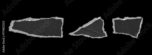 paper collage torn shapes collection, dark theme black background
