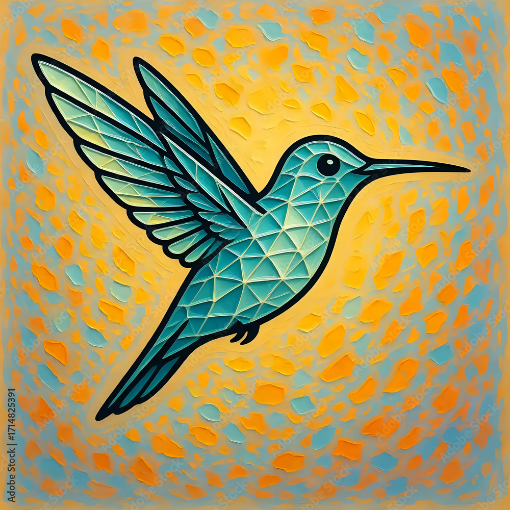 Obraz premium hummingbird on yellow background 