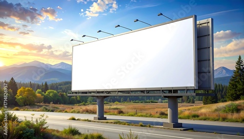 Blank billboard advertisment overlooking a scenic landscape