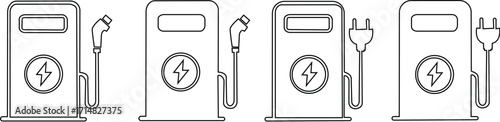 Charging vehicle plug icons set,Electric vehicle charging point icons. EV car, green hybrid vehicle charging station symbol. charging station icon, electric vehicle charging device