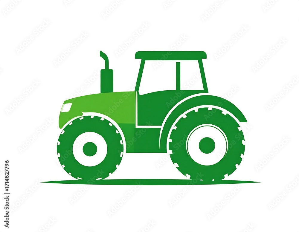 Obraz premium Simple, stylized illustration of a vibrant green tractor against a plain white background.