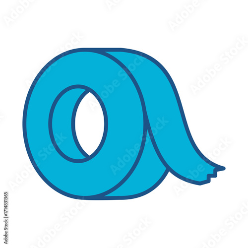 Adhesive Tape Icon In Blue Monochrome Flat Design, Vector Illustration