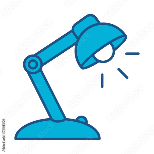 Table Lamp Icon In Blue Monochrome Flat Design, Vector Illustration