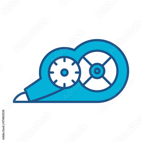 Correction Tape Icon In Blue Monochrome Flat Design, Vector Illustration