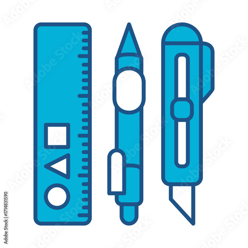 Creative Icon In Blue Monochrome Flat Design, Vector Illustration