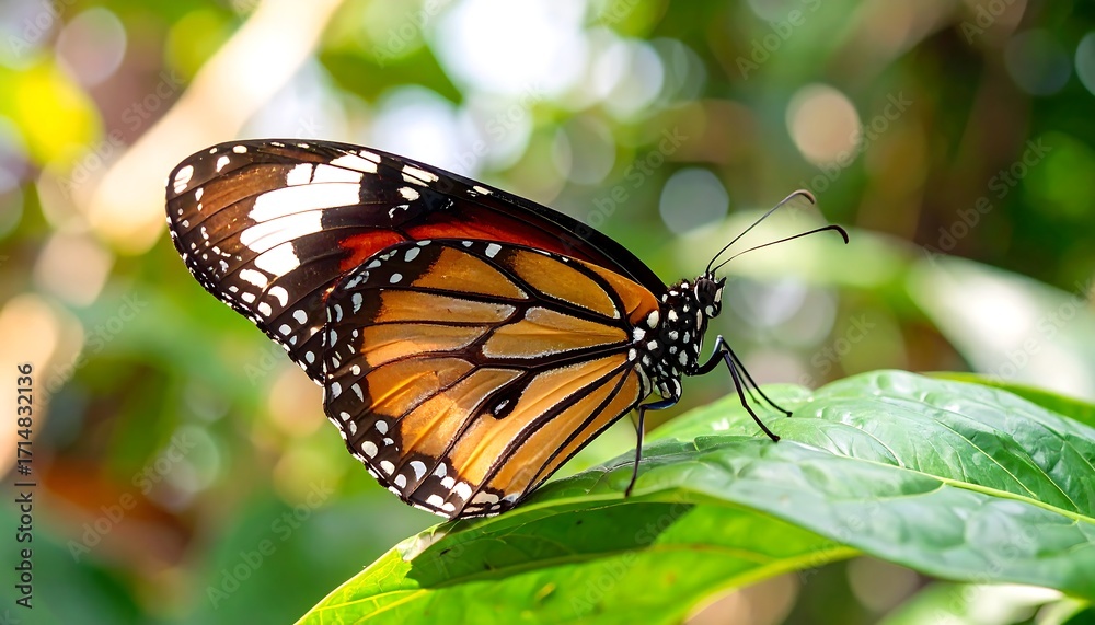 Fototapeta premium Close-up of butterfly on leaf