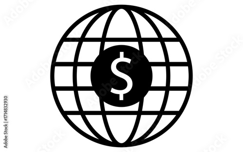 Globe icon with dollar sign vector image, globe stock image with dollar sign