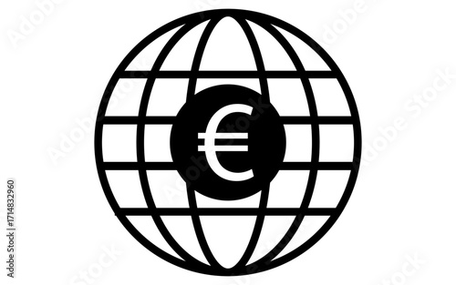 Globe icon with euro sign vector image, globe stock image with euro sign