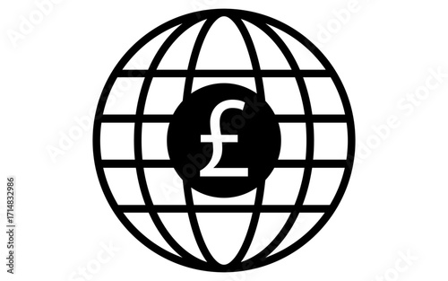 Globe icon with pound sign vector image, globe stock image with pound sign