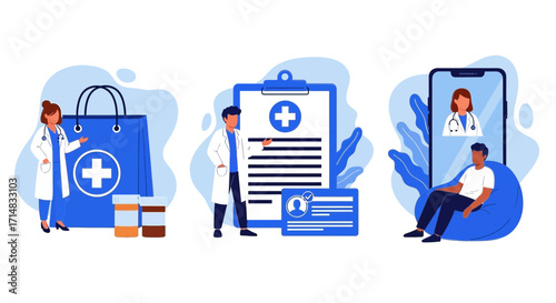 Telemedicine concept with doctor providing online consultation and healthcare services to patient through video call and digital platform