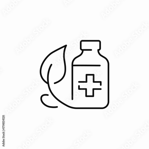 bottle leaf plus icon sign vector