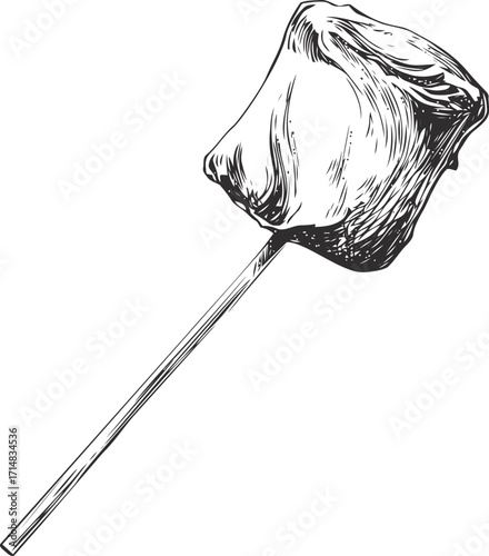 Marshmallow on stick sketch hand drawn dessert treat illustration — stock vector