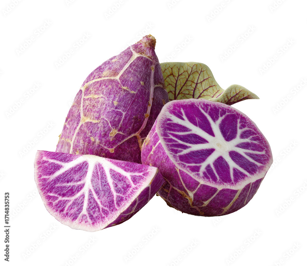 Naklejka premium Harvesting purple yam farm market food outdoors PNG, isolated on transparent background