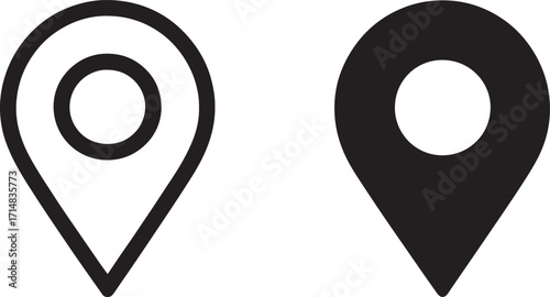 Location Pin Icons Outline and Solid Fill on White Background map pin location marker