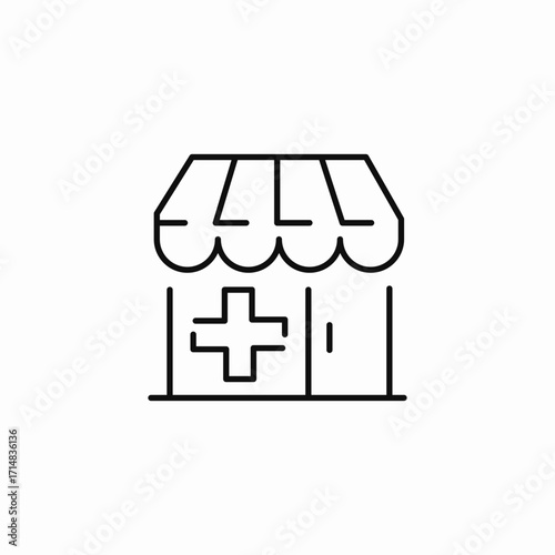 pharmacy storefront building icon sign vector