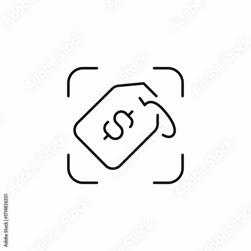 price tag inside focus icon sign vector