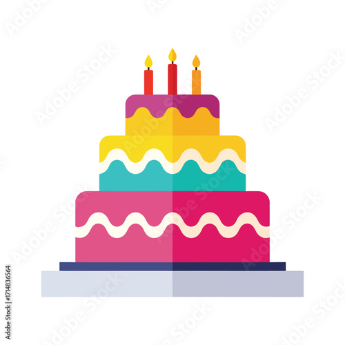 Colorful Birthday Cake Illustration