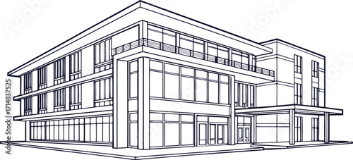Modern house architectural sketch. architectural drawing. House blueprint, architectural drawing of a two-story home. Detailed house outline drawing home building isolated vector illustration png