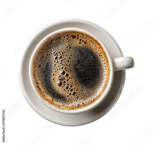 Brewing fresh coffee home kitchen beverage cozy top view PNG, isolated on transparent background