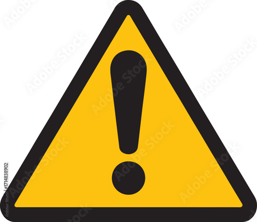Yellow Warning Triangle with Black Exclamation Mark Isolated on White danger alert