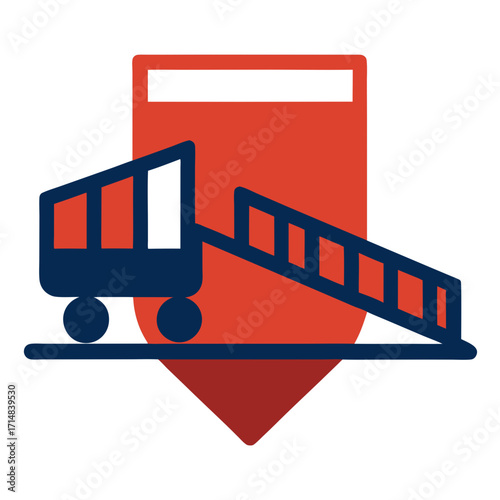 Airport jet bridge and cart icon