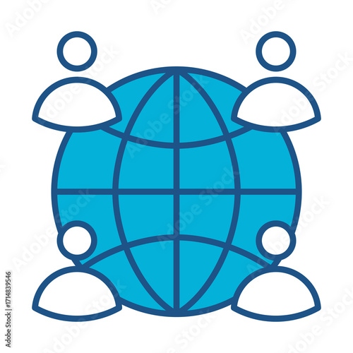 Language Icon In Blue Monochrome Flat Design, Vector Illustration