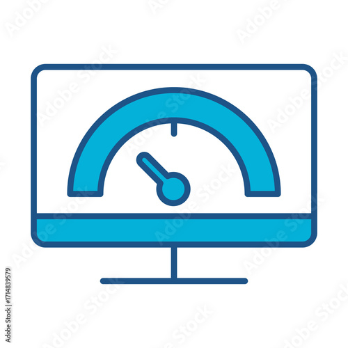 Broadband Icon In Blue Monochrome Flat Design, Vector Illustration
