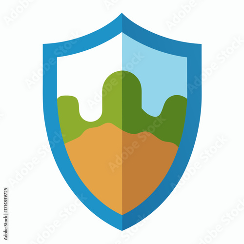 Shield with landscape inside