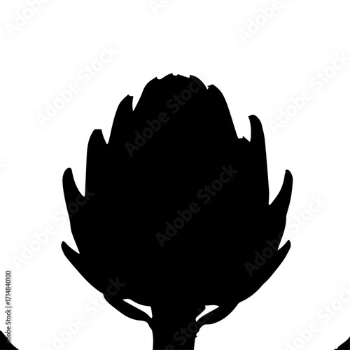 Bold Black Silhouette of an Artichoke with Leafy Petals