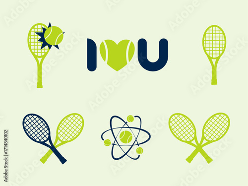 Hand-Drawn Tennis Vector Set: Tennis Balls & Racket Illustrations.