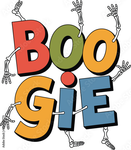 Boogie letters with skeleton arms and legs vector