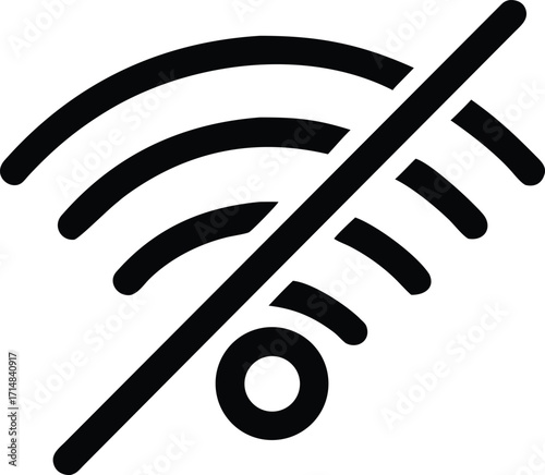 Offline Outline Vector Icon for No Internet Connection and Unavailable Status Flat vector icon on white background