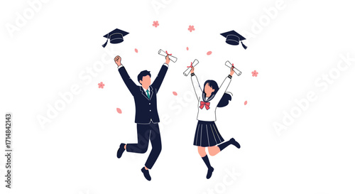 Celebrating academic achievement with joy and pride as graduates toss their caps in the air.