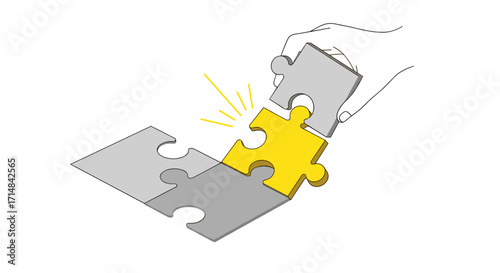 Completing the puzzle by placing the golden piece into the perfect spot to make it all come together.