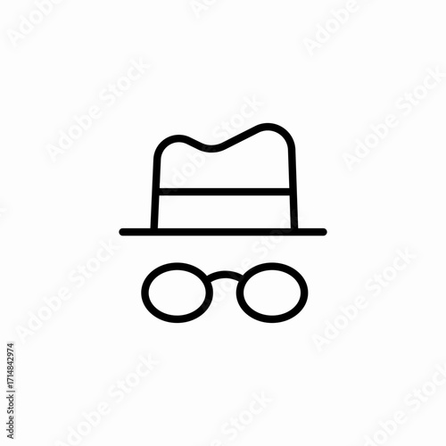 detective hat glasses icon sign vector