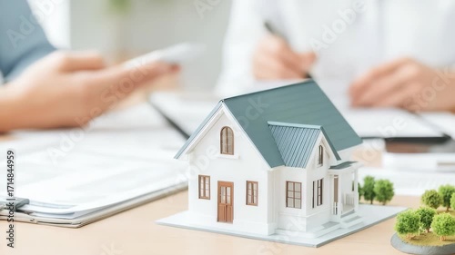 Wallpaper Mural Real estate agent explains contract details with client in bright office setting Torontodigital.ca