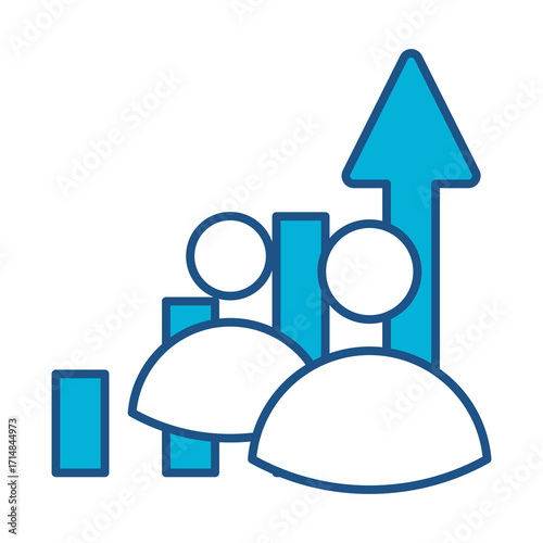 Profit Icon In Blue Monochrome Flat Design, Vector Illustration