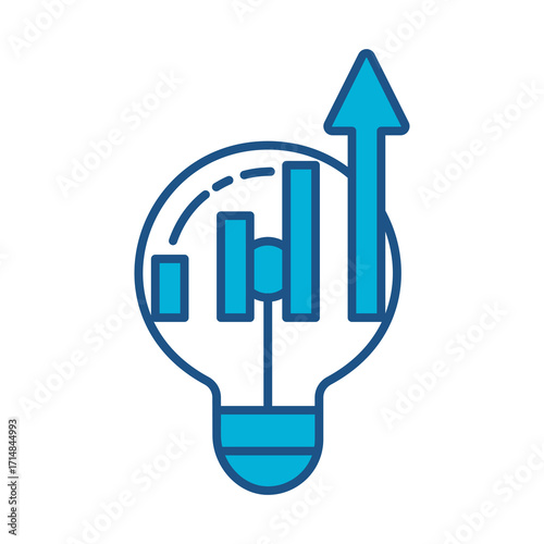 Idea Icon In Blue Monochrome Flat Design, Vector Illustration