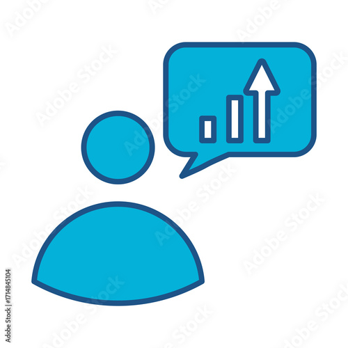 Market Icon In Blue Monochrome Flat Design, Vector Illustration